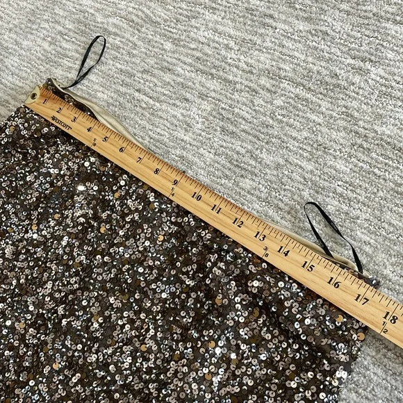NWT Vince Sequin Mini Skirt Size 12 Antique Gold & Silver Sparkle A-Line Glamour - Picture 5 of 10